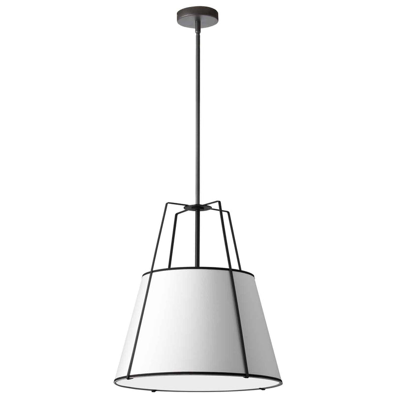 Dainolite 1 Light Trapezoid Pendant Black White Shade W/Diff TRA-1P-BK-WH