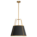 Dainolite 1 Light Trapezoid Pendant Gold and Black Shade with White Fabric Diffuser TRA-1P-GLD-BK