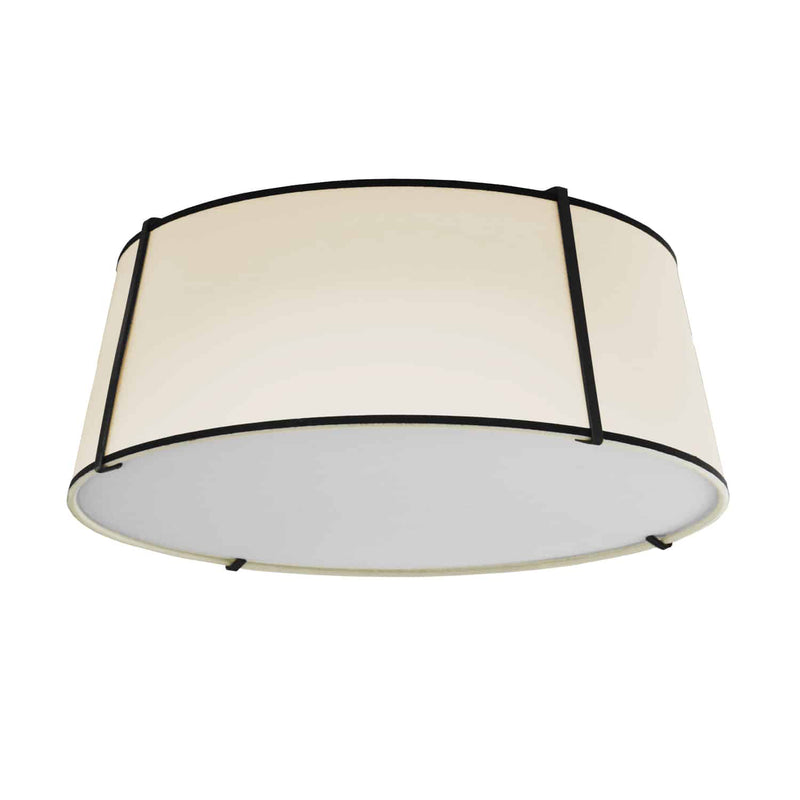 Dainolite 4 Light Trapezoid Flushmount Black and Cream Shade with White Fabric Diffuser TRA-224FH-BK-CRM