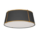 Dainolite 4 Light Trapezoid Flushmount Gold and Black Shade with White Fabric Diffuser TRA-224FH-GLD-BK