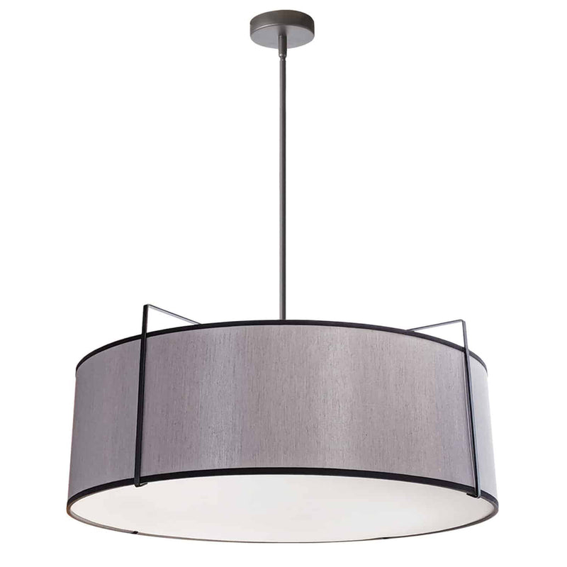 Dainolite 4 Light Drum Pendant Black/Grey Shade W/ 790 Diff TRA-244P-BK-GRY