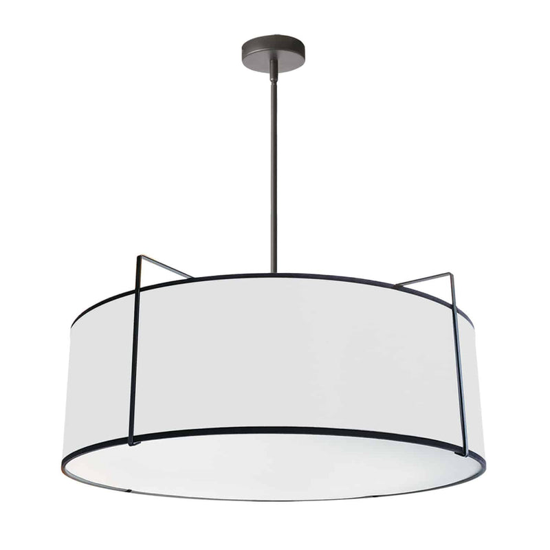 Dainolite 4 Light Drum Pendant Black/White Shade W/790 Diff TRA-244P-BK-WH