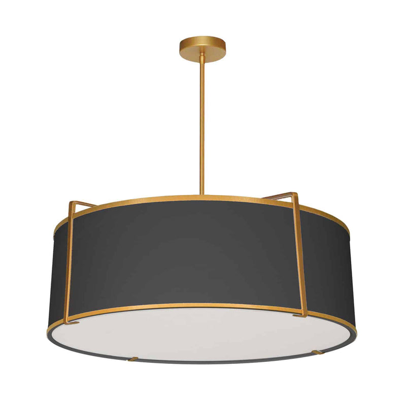 Dainolite 4 Light Drum Pendant Gold and Black Shade with 790 Diffuser TRA-244P-GLD-BK