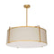 Dainolite 4 Light Drum Pendant Gold and Cream Shade with White Fabric Diffuser TRA-244P-GLD-CRM