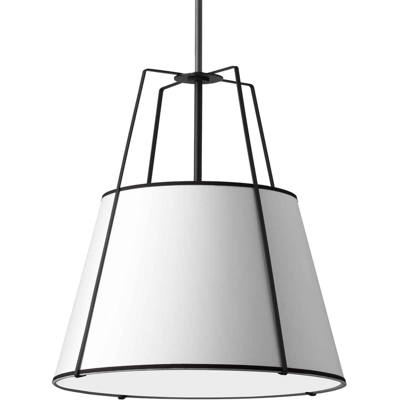 Dainolite 4 Light Trapezoid Pendant White Shade with White Fabric Diffuser TRA-304P-BK-WH