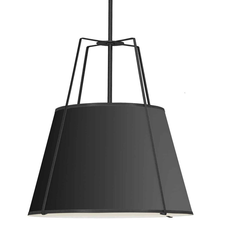 Dainolite 4 Light Trapezoid Pendant Black Shade with White Fabric Diffuser TRA-304P-BK