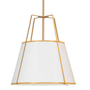 Dainolite 4 Light Trapezoid Pendant White Shade with White Fabric Diffuser TRA-304P-GLD-WH