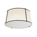 Dainolite 3 Light Trapezoid Flushmount Black and Cream Shade with White Fabric Diffuser TRA-3FH-BK-CRM