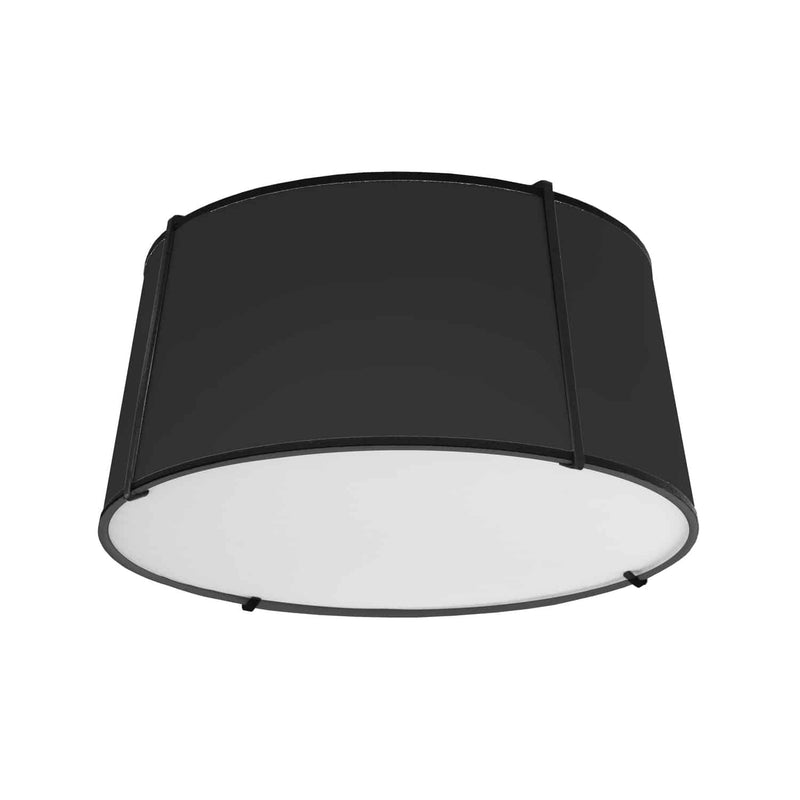 Dainolite 3 Light Trapezoid Flushmount Black Shade with White Fabric Diffuser TRA-3FH-BK