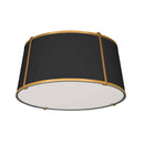 Dainolite 3 Light Trapezoid Flushmount Gold and Black Shade with White Fabric Diffuser TRA-3FH-GLD-BK