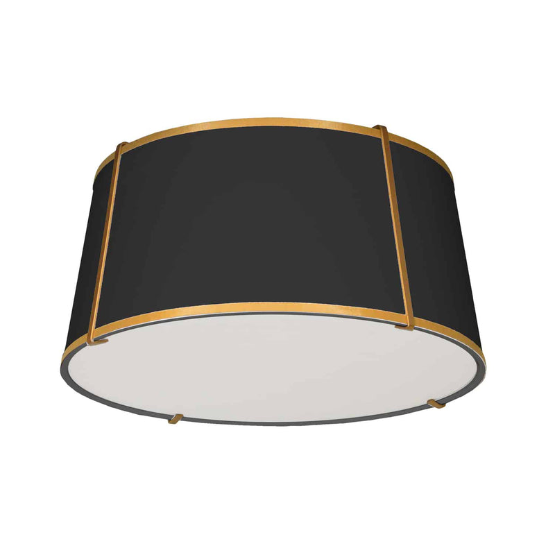 Dainolite 3 Light Trapezoid Flushmount Gold and Black Shade with White Fabric Diffuser TRA-3FH-GLD-BK