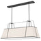 Dainolite 4 Light Horizontal Chandelier Black and Cream Shade with White Fabric Diffuser TRA-444HC-BK-CRM