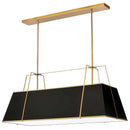 Dainolite 4 Light Horizontal Chandelier Gold and Black Shade with White Fabric Diffuser TRA-444HC-GLD-BK