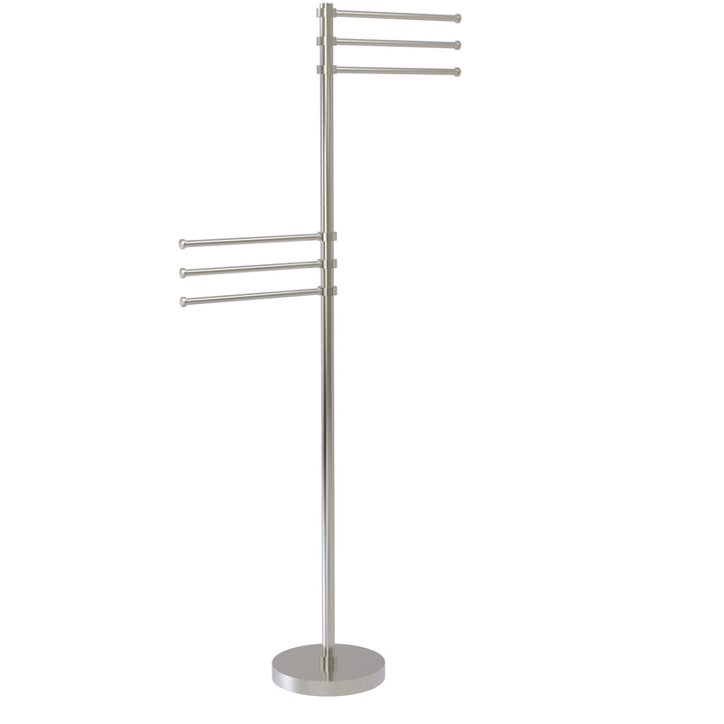 Allied Brass Towel Stand with 6 Pivoting 12 Inch Arms TS-50-SN