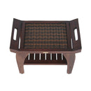 DecoTeak Tranquility 24" Teak Eastern Style Shower Bench with Viro Indoor or Outdoor Rattan Top and Shelf