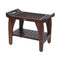 DecoTeak Tranquility 24" Teak Eastern Style Shower Bench with Viro Indoor or Outdoor Rattan Top and Shelf