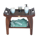 DecoTeak Tranquility 24" Teak Eastern Style Shower Bench with Viro Indoor or Outdoor Rattan Top and Shelf