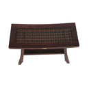 DecoTeak Satori 24" Eastern Style Teak Shower Bench with Viro Indoor or Outdoor Rattan Top and Shelf