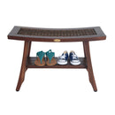 DecoTeak Satori 24" Eastern Style Teak Shower Bench with Viro Indoor or Outdoor Rattan Top and Shelf