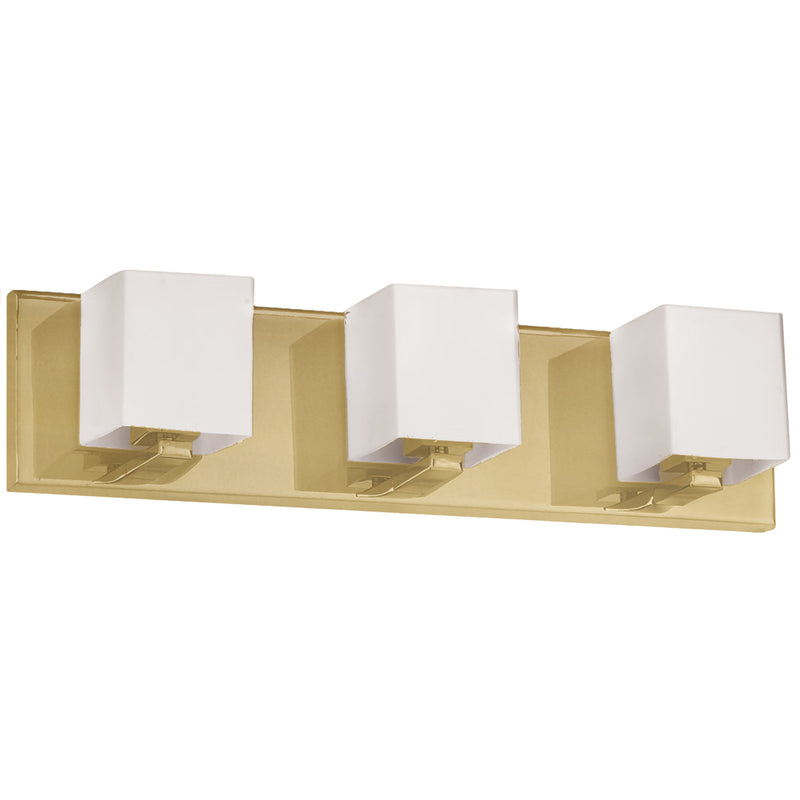 Dainolite 3 Light Halogen Vanity Aged Brass with White Glass V1230-3W-AGB