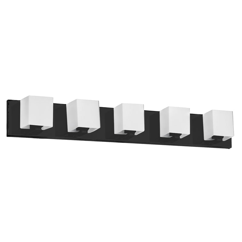 Dainolite 5 Light Halogen Vanity Matte Black with White Glass V1230-5W-MB