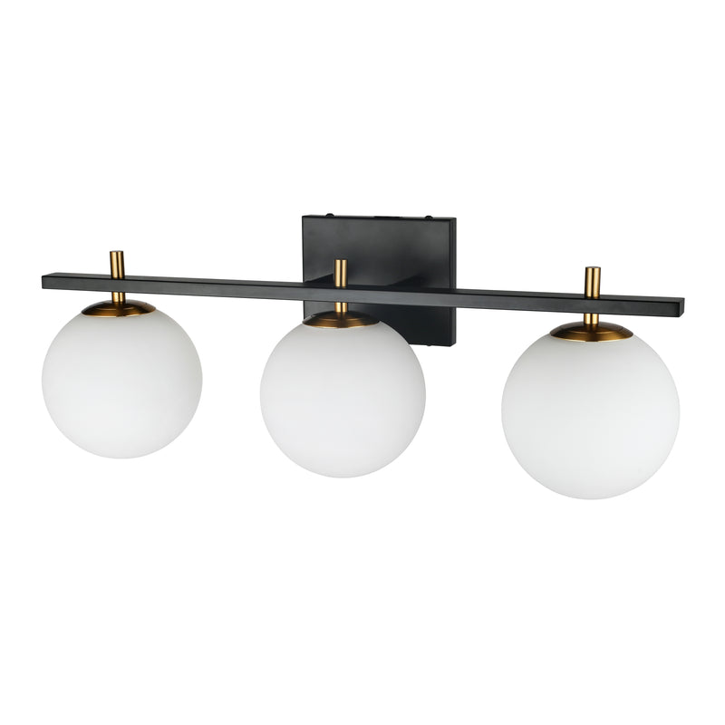 Dainolite 3 Light Halogen Vanity Matte Black And Aged Brass VAD-233W-MB-AGB