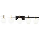 Dainolite 5 Light Halogen Vanity Matte Black And Aged Brass VAD-415W-MB-AGB