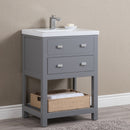 Water Creation 24" Cashmere Gray MDF Single Bowl Ceramics Top Vanity with U Shape Drawer From The VIOLA Collection VI24CR01CG-000000000