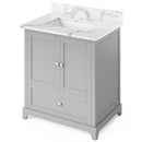 Jeffrey Alexander 30" Gray Addington with Calacatta Vienna Quartz Vanity Top Rectangle Bowl