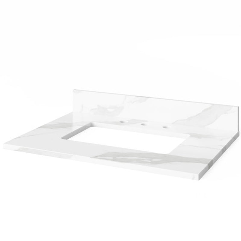 Jeffrey Alexander 30" White Addington with Calacatta Vienna Quartz Vanity Top Rectangle Bowl