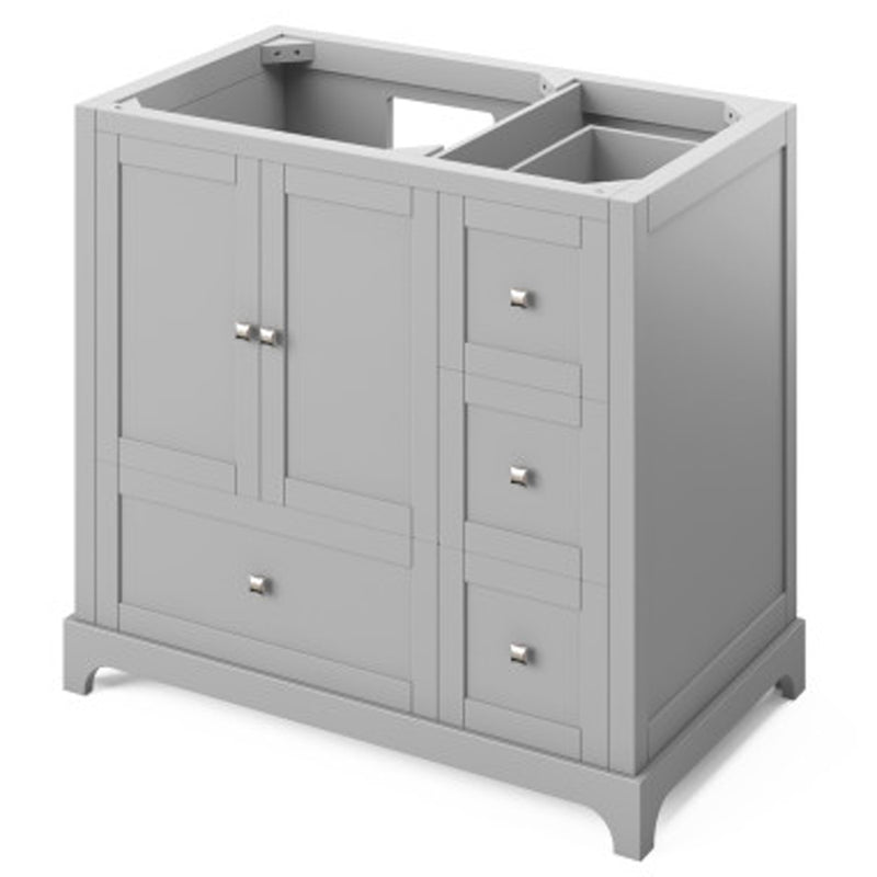 Jeffrey Alexander 36" Gray Addington Left Offset with Boulder Vanity Cultured Marble Vanity Top Rectangle Bowl