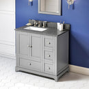 Jeffrey Alexander 36" Gray Addington Left Offset with Boulder Vanity Cultured Marble Vanity Top Rectangle Bowl