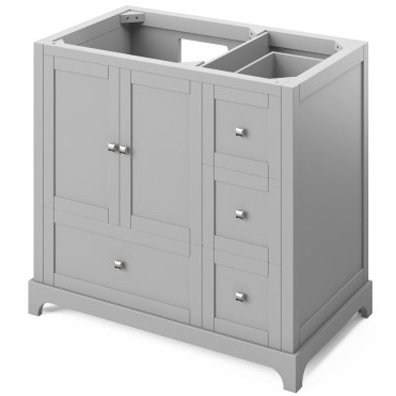 Jeffrey Alexander 36" Gray Addington Left Offset with Steel Gray Cultured Marble Vanity Top Rectangle Bowl