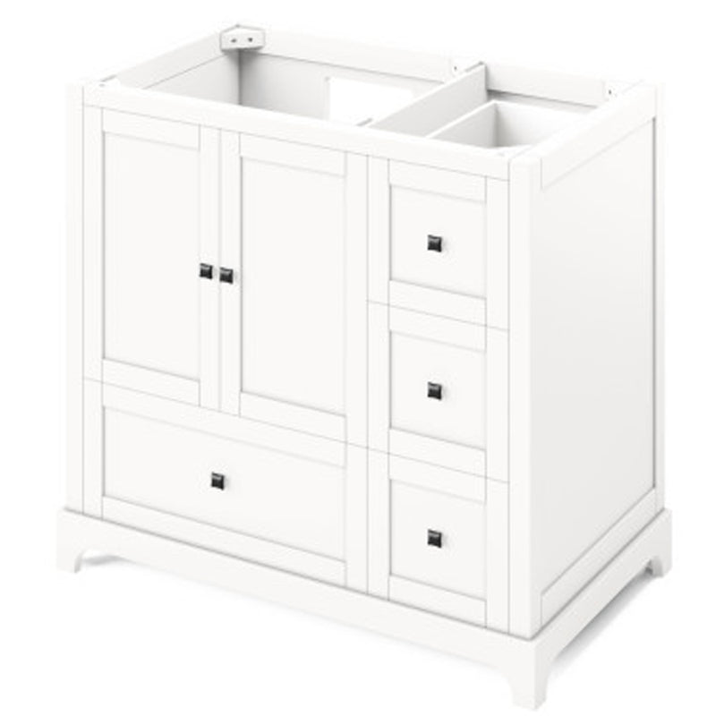 Jeffrey Alexander 36" White Addington Left Offset with Black Granite Vanity Top Rectangle Bowl