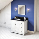 Jeffrey Alexander 36" White Addington Left Offset with Black Granite Vanity Top Rectangle Bowl