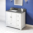 Jeffrey Alexander 36" White Addington Left Offset with Boulder Vanity Cultured Marble Vanity Top Rectangle Bowl