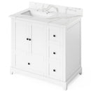 Jeffrey Alexander 36" White Addington Left Offset with Calacatta Vienna Quartz Vanity Top Rectangle Bowl