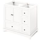 Jeffrey Alexander 36" White Addington Left Offset with White Carrara Marble Vanity Top Rectangle Bowl