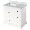 Jeffrey Alexander 36" White Addington Left Offset with White Carrara Marble Vanity Top Rectangle Bowl