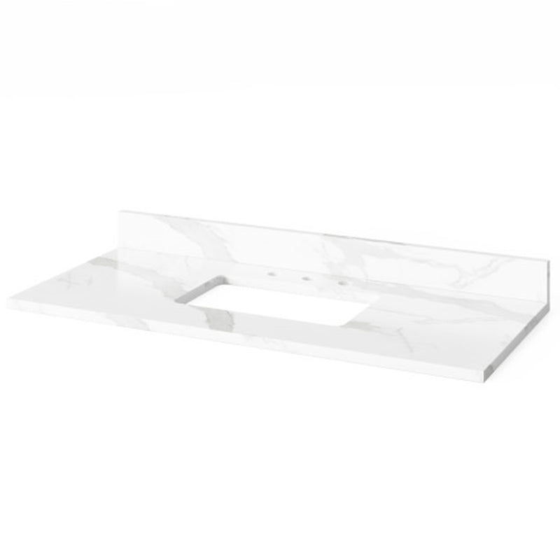 Jeffrey Alexander 48" White Addington with Calacatta Vienna Quartz Vanity Top Rectangle Bowl