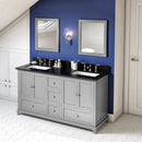 Jeffrey Alexander 60" Gray Addington Double Bowl with Black Granite Vanity Top