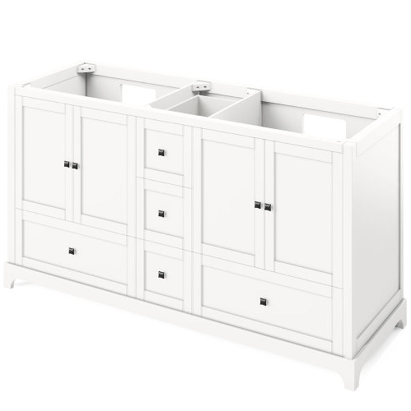 Jeffrey Alexander 60" White Addington Double Bowl with Boulder Cultured Marble Vanity Top