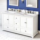 Jeffrey Alexander 60" White Addington Double Bowl with Calacatta Vienna Quartz Vanity Top