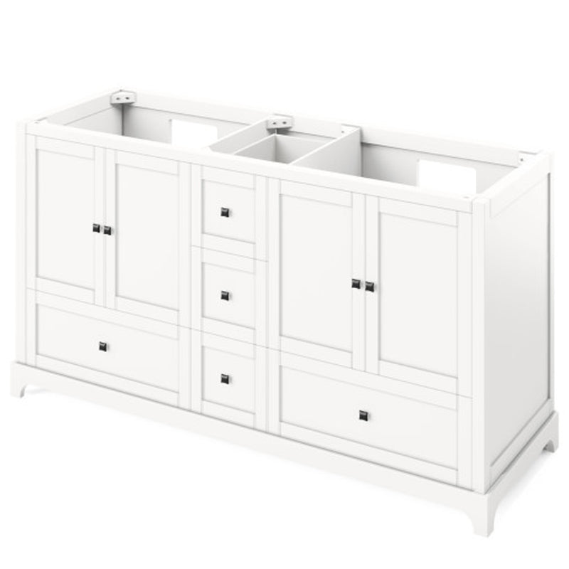 Jeffrey Alexander 60" White Addington Double Bowl with Steel Gray Cultured Marble Vanity Top