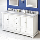 Jeffrey Alexander 60" White Addington Double Bowl with White Carrara Marble Vanity Top