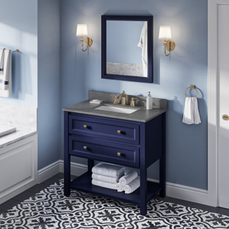 Jeffrey Alexander 36" Hale Blue Adler with Steel Gray Cultured Marble Vanity Top Rectangle