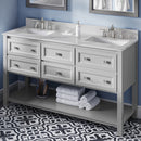 Jeffrey Alexander 60" Gray Adler Double Bowl with Calacatta Vienna Quartz Vanity Top