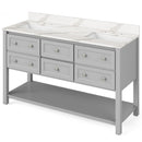 Jeffrey Alexander 60" Gray Adler Double Bowl with Calacatta Vienna Quartz Vanity Top