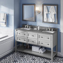 Jeffrey Alexander 60" Gray Adler Double Bowl with Steel Gray Cultured Marble Vanity Top 