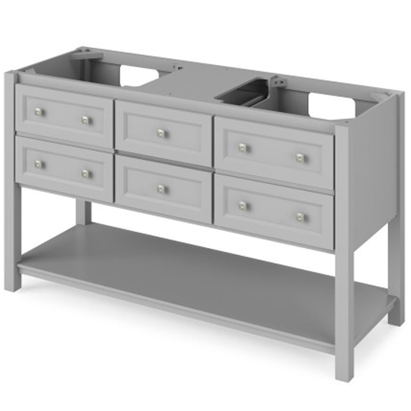 Jeffrey Alexander 60" Gray Adler Double Bowl with White Carrara Marble Vanity Top